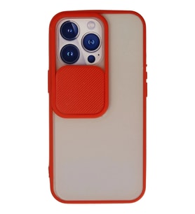 Durukar® iPhone 13 Pro Kılıf Palm Buzlu Kamera Sürgülü Silikon - Kırmızı