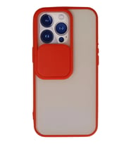Durukar® iPhone 13 Pro Kılıf Palm Buzlu Kamera Sürgülü Silikon - Kırmızı