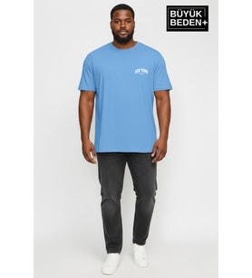 Süperlife Erkek Büyük Beden New York Baskılı 3xl-6xl Bisiklet Yaka Tshırt SPR26BTS510-05