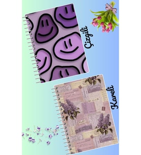 Mor büyüsü defter seti 2 adet A4 boyutu 21*30 çizgili + kareli 60 syf