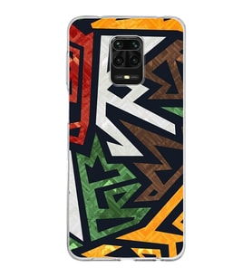 Xiaomi Redmi Note 9 Pro Uyumlu Kapak Soyut Grafiti Tasarımlı Şeffaf Silikon Kılıf