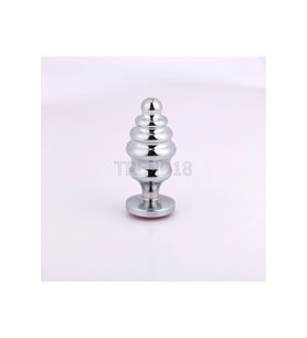 Boğumlu Gümüş Renkli Metal  Tıkaç – Medium Gümüş Renk 8.2 Cm Tıkaç Boğumlu Plug