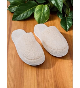 CottonVerse Banyo Ve Ev Terliği – %100 Pamuk Havlu Kaymaz Kalın Taban , Yüksek Su Emicilik Ekru-36-38