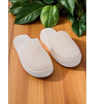 CottonVerse Banyo Ve Ev Terliği – %100 Pamuk Havlu Kaymaz Kalın Taban , Yüksek Su Emicilik Ekru-36-38
