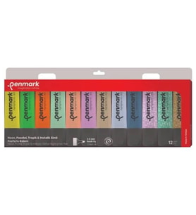 Penmark Fosforlu Kalem 12 Renk Set 3 NEON + 3 PASTEL + 3 TROPİK + 3 SİMLİ (Mint Yeşili)