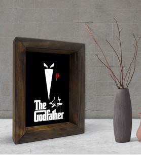 BK Gift Baba Godfather Tasarımlı Dekoratif Doğal Masif Ahşap Çerçeve 15x20cm-25 (Beyaz)