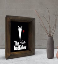BK Gift Baba Godfather Tasarımlı Dekoratif Doğal Masif Ahşap Çerçeve 15x20cm-25 (Beyaz)