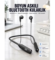 60 Saat Kablolu Boyun Askılı Dijital Göstergeli Bluetooth Kulaklığı Yeni Nesil