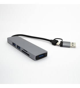 Winex 5in1 UsbA ve Type-C to 3x USB3.0, TF, SD, Type-C Çoklayıcı Hub Adaptör HC13FL