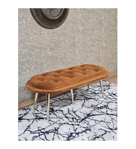 Ufo Oturak Bench - Gold Kaplama Sivriltme Ayak - Oturak - Bench - Puf - Yatak Ucu Pufu Turuncu Renk 100 x 50 Boyut/Ebat (Çok Renkli)