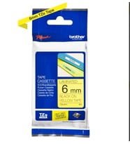 Tonersepeti Brother TZe-611 6mm Sarı üzerine Siyah Laminasyonlu Orjinal Etiket