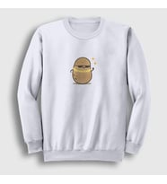 Presmono Unisex Beyaz Rich Cool Cute Hip Hop Kawaii Potato Sevimli Patates Sweatshirt 450041tt