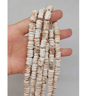 Krem Pigmentli Tırtıklı Mat Seramik Boncuk Dizi 12-14mm/30cm (54228)