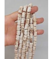 Krem Pigmentli Tırtıklı Mat Seramik Boncuk Dizi 12-14mm/30cm (54228)