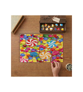 Rengarenk Şekerlemeler Tasarımı 240 parça Ahşap Puzzle Ahşap Kutuda MP03604