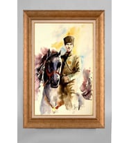 Çerçeveli Paspartulu Atatürk Tablo a135 (Gold)