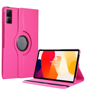 Xiaomi Redmi Pad SE Uyumlu 11 inç Döner Standlı Tablet Kılıfı (Pembe)