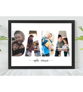KİŞİYE ÖZEL TASARIM HEDİYE BABA KOLAJ SİYAH  FOTOĞRAF ÇERÇEVESİ 21X30