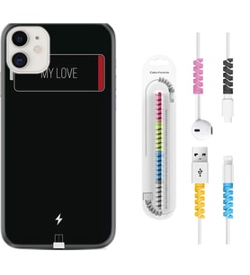 Apple iPhone 11 12 13 Mini Kılıf Kablo Koruma Spiral Silikon My Love 1402