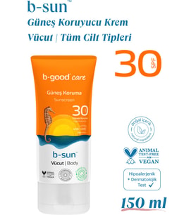 B-good Yetişkin Güneş Kremi SPF 30+ Vücut için 150 ml