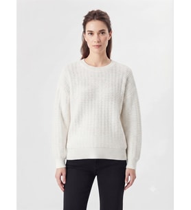 Beyaz Kadın Triko Oversize Kazak