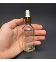50Ml Şeffaf Cam Damlalıklı Şişe , Gold Metalik Kapak  ,  50 Cc Saydam Cam Damlalıklı Şişe x 6 Adet