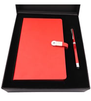 Özel Kutulu 16 gb Usb'li Defter Dokunmatik Roller Kalem Seti  (Kırmızı)