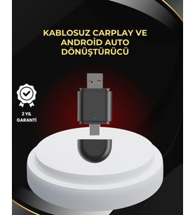 Kablosuz CarPlay ve Android Auto Dönüştürücü – USB-A &amp; Type-C Girişli Akıllı Adaptör