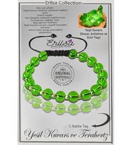 Sertifikalı Gerçek Silver Hematit - Yeşil Kuvars Taşı Bileklik - Ayarlamalı (Çok Renkli)