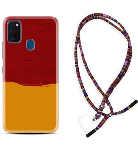 Samsung M21 M22 M23 M30 M31S M32 Kılıf Boyun Asklı Rasta Silikon Sarı Kırmızı Boya 1708