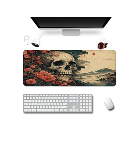 SonicTouch Klavye Mousepad 40x90cm Dikişsiz Pürüzsüz Sıvı Geçirmez Kaymaz Taban Karanlık Ukiyo-e