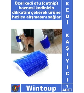 #KediAparatı Duvara Monte Köşe Masaj Fırçası Ergonomik Kedi Otu Hazneli Cat It Kedi Kaşınma Aparatı