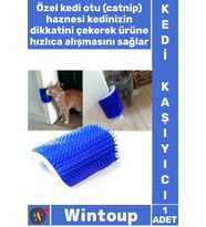 #KediAparatı Duvara Monte Köşe Masaj Fırçası Ergonomik Kedi Otu Hazneli Cat It Kedi Kaşınma Aparatı