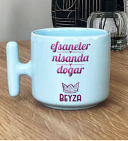 Kişiye Özel Koç Boğa Burcu Hediye Pastel T Kupa Doğum Günü Hediyesi (Mavi)