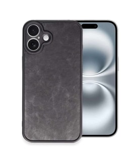 iPhone 16 Plus Kılıf Aras Deri Kapak - Siyah