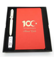 Yüzüncü Yıl (100. Yıl) Özel Set - Dolma Kalem + Defter Usb Bellek Set - İsme Özel (Karışık)