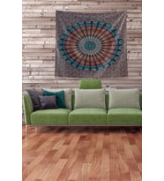 Multirenk Mandala Desenli Leke Tutmaz Kadife Kumaş Duvar Örtüsü Duvar Halısı Tapestry (Çok Renkli)