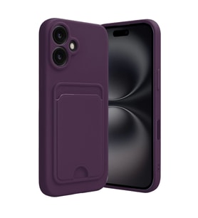 İphone 16 Kılıf Kelvin Kartvizitli Silikon - Derin Mor