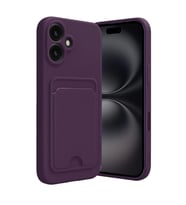 İphone 16 Kılıf Kelvin Kartvizitli Silikon - Derin Mor