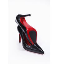 Kadın Ayakkabı Stiletto Siyah Rugan, Kırmızı Ve Kaydırmaz Tabanlı 9.50 Cm Topuk/tam Kalıp