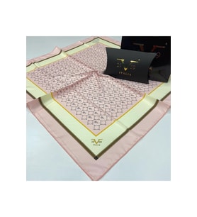 Geometrik Desen Black Seri Twill Eşarp Eşarp Askısı ile Birlikte 90x90 cm Pudra-