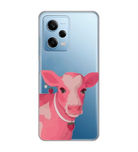 Redmi Note 12 Pro 5G Uyumlu Sevimli İnek Tasarımlı Şeffaf Telefon Kılıfı
