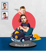 Kişiye Özel Babalar Günü Baba Erkek Çocuk Karikatürlü Ahşap Biblo Model-1