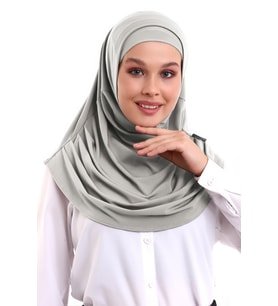 Bej Yetişkin Boneli Tesettür Hazır Pratik Eşarp