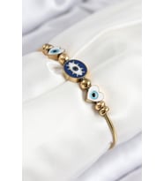 Tegan 316L Çelik Göz Charm Model Gold Renk Kadın Bileklik TG27BB7843 (Çok Renkli)
