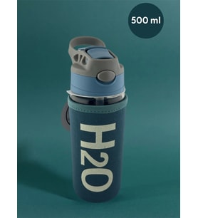 H2o Kılıflı Pipetli Cam Matara 500 Ml Haki