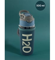 H2o Kılıflı Pipetli Cam Matara 500 Ml Haki