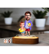 BK Gift Kişiye Özel Baba-Oğul Karikatürlü Dekoratif 3D Biblo LED Işıklı Gece Lambası-9, Babaya Hediye, Babalar Günü Hediyeleri