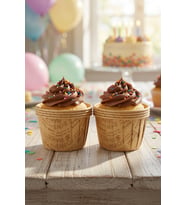 Cupcake Kapsülü 24'lü Kraft Yazılı Lamineli Asetat Kutulu Muffin Kek Sunum ve Hediye Seti