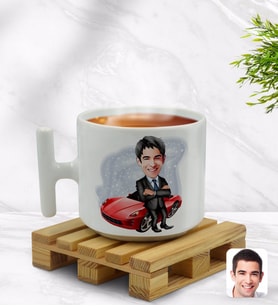 BK Gift Kişiye Özel Baba Karikatürlü T Kulplu Beyaz Middle Kupa Bardak-3